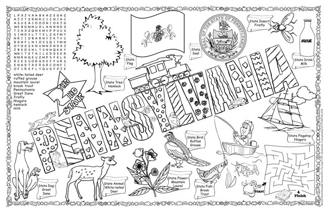 pennsylvania state coloring pages