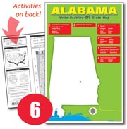 Alabama Write-On/Wipe-Off Desk Map — 6 each- Small Group Set