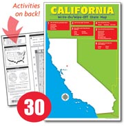 California Write-On/Wipe-Off Desk Map — 30 each- Class Set