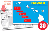 Hawaii Write-On/Wipe-Off Desk Map — 30 each- Class Set