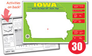 Iowa Write-On/Wipe-Off Desk Map — 30 each- Class Set