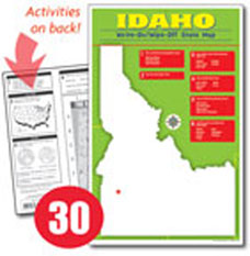Idaho Write-On/Wipe-Off Desk Map — 30 each- Class Set