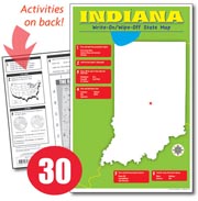 Indiana Write-On/Wipe-Off Desk Map — 30 each- Class Set