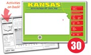 Kansas Write-On/Wipe-Off Desk Map — 30 each- Class Set