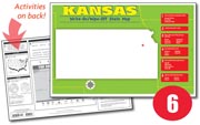 Kansas Write-On/Wipe-Off Desk Map — 6 each- Small Group Set
