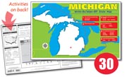 Michigan Write-On/Wipe-Off Desk Map — 30 each- Class Set