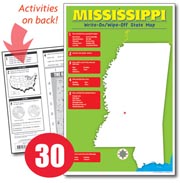 Mississippi Write-On/Wipe-Off Desk Map — 30 each- Class Set