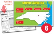 North Carolina Write-On/Wipe-Off Desk Map — 6 each- Small Group Set