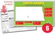 North Dakota Write-On/Wipe-Off Desk Map — 6 each- Small Group Set