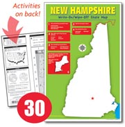 New Hampshire Write-On/Wipe-Off Desk Map — 30 each- Class Set