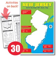 New Jersey Write-On/Wipe-Off Desk Map — 30 each- Class Set