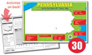 Pennsylvania Write-On/Wipe-Off Desk Map — 30 each- Class Set