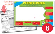 Pennsylvania Write-On/Wipe-Off Desk Map — 6 each- Small Group Set