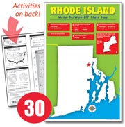 Rhode Island Write-On/Wipe-Off Desk Map — 30 each- Class Set