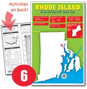 Rhode Island Write-On/Wipe-Off Desk Map — 6 each- Small Group Set