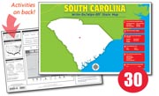South Carolina Write-On/Wipe-Off Desk Map — 30 each- Class Set