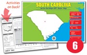 South Carolina Write-On/Wipe-Off Desk Map — 6 each- Small Group Set