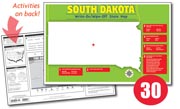 South Dakota Write-On/Wipe-Off Desk Map — 30 each- Class Set