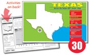 Texas Write-On/Wipe-Off Desk Map — 30 each- Class Set