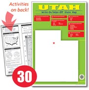Utah Write-On/Wipe-Off Desk Map — 30 each- Class Set