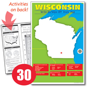 Wisconsin Write-On/Wipe-Off Desk Map — 30 each- Class Set