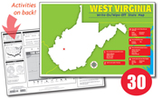 West Virginia Write-On/Wipe-Off Desk Map — 30 each- Class Set