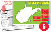 West Virginia Write-On/Wipe-Off Desk Map — 6 each- Small Group Set